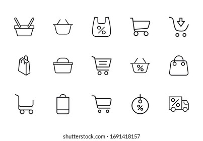 Simple set of grocery modern thin line icons. Trendy design. Pack of stroke icons. Vector illustration isolated on a white background. Premium quality symbols.
