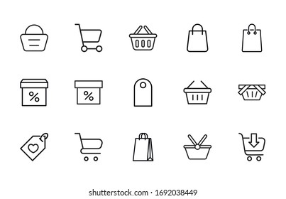 Simple set of grocery modern thin line icons. Trendy design. Pack of stroke icons. Vector illustration isolated on a white background. Premium quality symbols.

