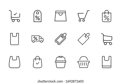 Simple set of grocery modern thin line icons. Trendy design. Pack of stroke icons. Vector illustration isolated on a white background. Premium quality symbols.
