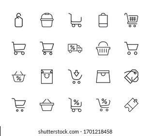 Simple set of grocery modern thin line icons. Trendy design. Pack of stroke icons. Vector illustration isolated on a white background. Premium quality symbols.
