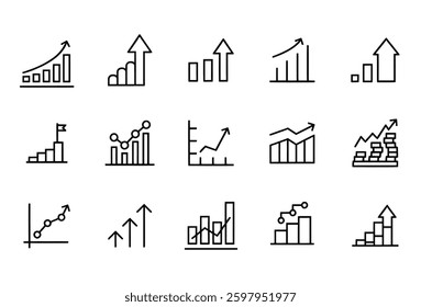 Simple set of growth modern thin line icons