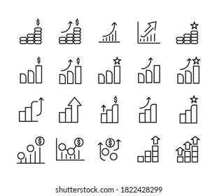 Simple Set Of Growth Related Outline Icons. Elements For Mobile Concept And Web Apps. Thin Line Vector Icons For Website Design And Development, App Development. Premium Pack.