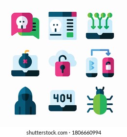 Simple Set Hacker Vector Color Icons. Color with Editable stroke