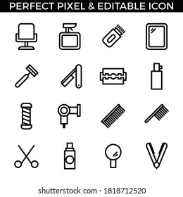 Juego simple de iconos de corte de pelo y vectores de relleno
