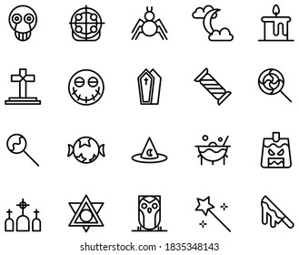 Simple set of halloween icons on white background.