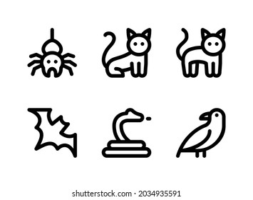 Simple Set of Halloween Related Vector Line Icons. Contains Icons as Spider, Cat, Snake and more.