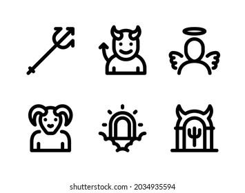 Einfache Set von Halloween verwandten Vektorgrafiken. Enthält Symbole wie Trident, Devil, Engel und mehr.