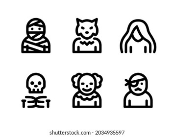 Simple Set of Halloween Related Vector Line Icons. Contains Icons as Mummy, Werewolf, Ghost and more.