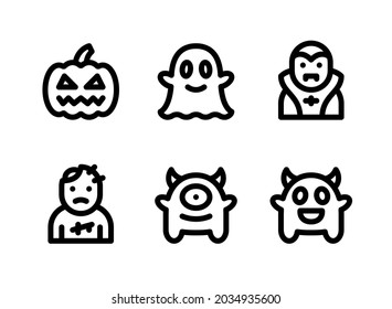 Simple Set of Halloween Related Vector Line Icons. Contains Icons as Pumpkin, Ghost, Vampire and more.