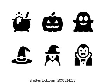 Simple Set of Halloween Related Vector Solid Icons. Contains Icons as Pumpkin, Ghost, Vampire and more.