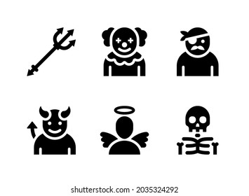 Einfache Set von Halloween verwandten Vektorsoliden Symbolen. Enthält Symbole wie Trident, Clown, Pirate und mehr.