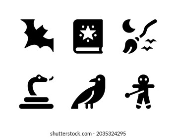 Simple Set of Halloween Related Vector Solid Icons. Contains Icons as Spell Book, Broom, Voodoo and more.