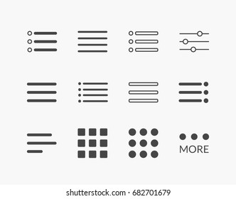 Simple Set of Hamburger Menu Thin Line Icons. Editable Stroke. 64 x 64 Pixel Perfect.