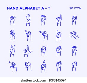 Simple set of hand alphabet vector line icons