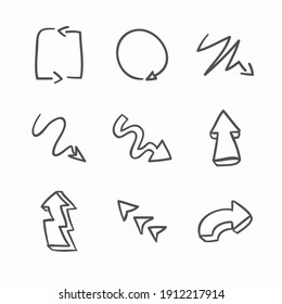 Simple Set Hand Drawn Arrows Vector line Icons. Line with Editable stroke