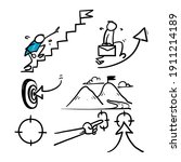 Simple Set of hand drawn Target and Goal Related Vector Line Icons in doodle