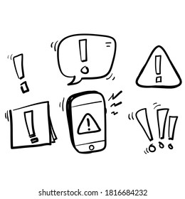 Simple Set of hand drawn Warnings Related Vector Line Icons. doodle style