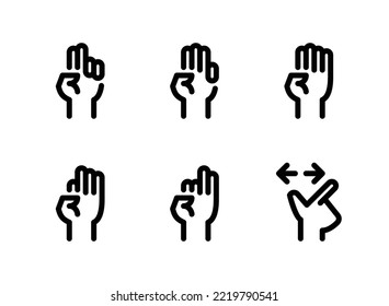 Simple Set of Hand Gestures Related Vector Line Icons. Contains Icons as Two Fingers, Three, Four and more.