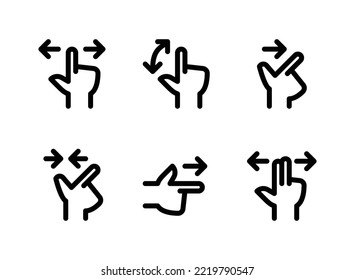 Simple Set of Hand Gestures Related Vector Line Icons. Contains Icons as Finger Swipe, Rotate, Pinch and more.