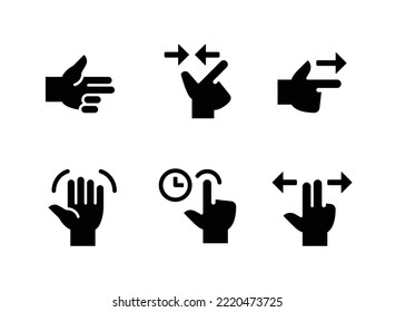 Simple Set of Hand Gestures Related Vector Solid Icons. Contains Icons as Fingers Shoot, Pinch, Pointing and more.