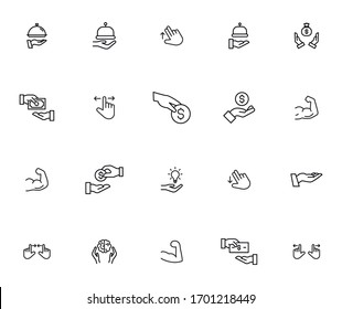 Simple set of hand icons in trendy line style. Modern vector symbols, isolated on a white background. Linear pictogram pack. Line icons collection for web apps and mobile concept.

