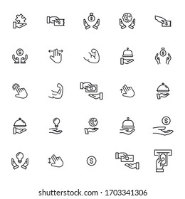 Simple set of hand icons in trendy line style. Modern vector symbols, isolated on a white background. Linear pictogram pack. Line icons collection for web apps and mobile concept.
