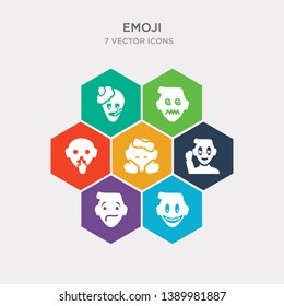 simple set of happy emoji, headache emoji, hello emoji, hugging icons, contains such as icons hushed hypnotized ill and more. 64x64 pixel perfect. infographics vector