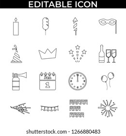 Simple Set of Happy New Year Vector Line and Fill Icons