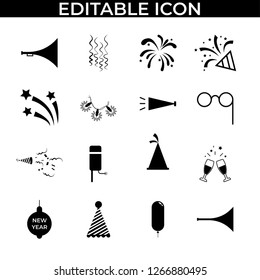 Simple Set of Happy New Year Vector Line and Fill Icons