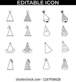 Simple Set of Hat Happy New Year Vector Line and Fill Icons