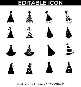 Simple Set of Hat Happy New Year Vector Line and Fill Icons