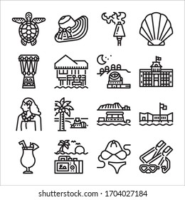 Simple Set of Hawai Related Vector Line Icons