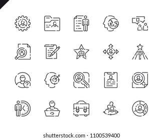 Simple Set Head Hunting Line Icons for Website and Mobile Apps. Contains such Icons as Job, Career, Businessman, Developer, Employment, Resume. 48x48 Pixel Perfect. Vector illustration.