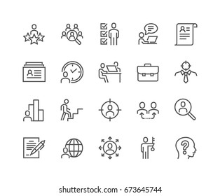 Einfache Sammlung von Head-Jagd verwandten Vektorgrafik-Symbolen. 
Enthält Symbole wie Job Interview, Karriereweg, Resume und mehr.
 Bearbeitbarer Stroke. 48x48 Pixel perfekt.