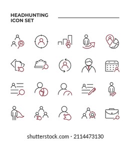 simple set of Headhunting vector icons with editable line styles covering Job hunting, work performance, Voting and other. isolated on white background. 