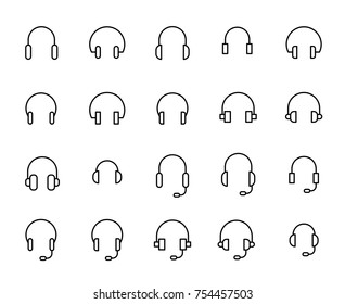 Simple set of headphone related outline icons. Elements for mobile concept and web apps. Thin line vector icons for website design and development, app development. Premium pack.