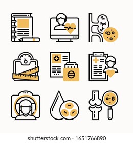simple set Health Checkups Color icons Pack vector
