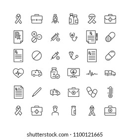 Simple set of health related outline icons. Elements for mobile concept and web apps. Thin line vector icons for website design and development, app development. Premium pack.