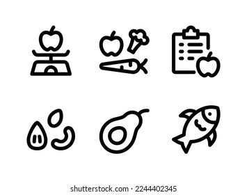 Simple Set of Healthy Food For Diabetes Related Vector Line Icons. Contains Icons as Fruit, Vegetable, Diet List and more.