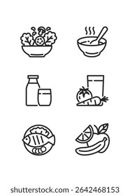 Simple Set of Healthy Food Related Vector Line Icons. Vector illustration stock Illustration