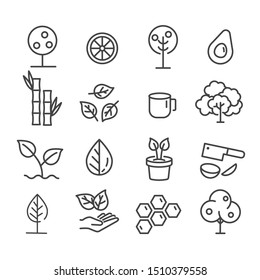 Simple set of healthy life with vegetables icon isolated. Modern outline on white background