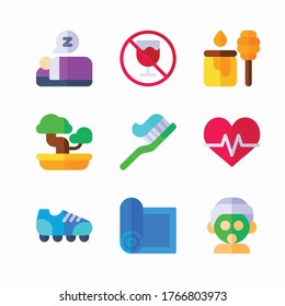 Simple Set Healthy Lifestyle Vector Color Icons. Color with Editable stroke
