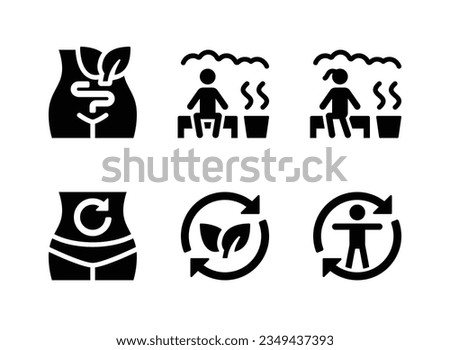 Simple Set of Healthy Living Related Vector Solid Icons. Contains Icons as Dietary Fiber, Sauna, Metabolism and more. Foto stock © 