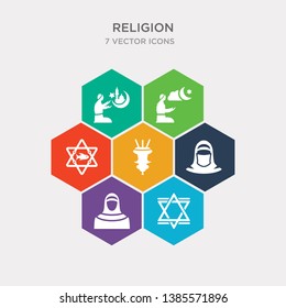 simple set of hebrew, hijab, hijab veil, incense burner icons, contains such as icons inclined fish, isha, islamic friday prayer and more. 64x64 pixel perfect. infographics vector