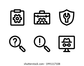 Simple Set of Help and Support Related Vector Line Icons. Contains Icons as Clipboard, Bag, Search Investigation and more.