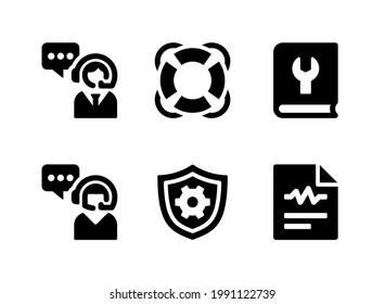 Simple Set of Help and Support Related Vector Solid Icons. Contains Icons as Lifebuoy, Customer Care, Configuration and more.