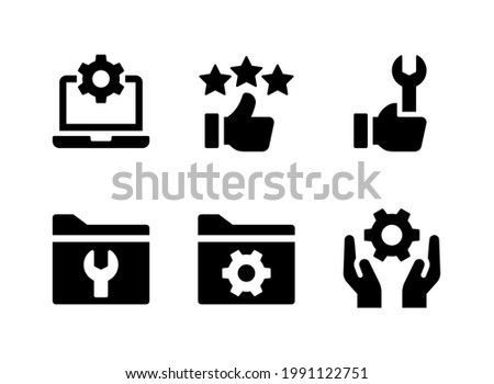 Simple Set of Help and Support Related Vector Solid Icons. Contains Icons as Thumbs Up, System Support, Development and more.