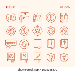 Simple set of help vector line icons