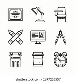 Simple Set High School Vector line Icons. Editable stroke