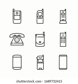 Simple Set History of Phone Vector line Icons